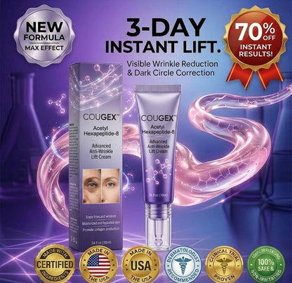 𝐂𝐎𝐔𝐆𝐄𝐗™⚡ 𝐀𝐜𝐞𝐭𝐲𝐥 𝐇𝐞𝐱𝐚𝐩𝐞𝐩𝐭𝐢𝐝𝐞-𝟖 & 𝐑𝐞𝐭𝐢𝐧𝐨𝐥 𝐀𝐝𝐯𝐚𝐧𝐜𝐞𝐝 𝐀𝐧𝐭𝐢-𝐖𝐫𝐢𝐧𝐤𝐥𝐞 𝐋𝐢𝐟𝐭 𝐂𝐫𝐞𝐚𝐦-👩‍⚕️𝐑𝐞𝐜𝐨𝐦𝐦𝐞𝐧𝐝𝐞𝐝 𝐛𝐲 𝐀𝐀𝐃👩‍⚕️(🔥Final 3 Hours,70% OFF Instant Lift Cream for Dark Circles and Wrinkle)